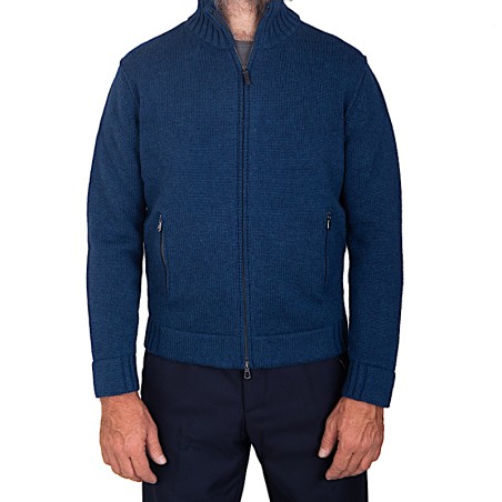 KANGRA GIUBBINO ART. 5200 0902 BLU  MAGLIA ZIP MERINO EXTRAF.
