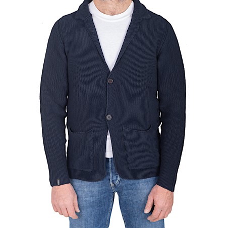 AROVESCIO giacca maglia punto riso art. S23M1013 col. blu