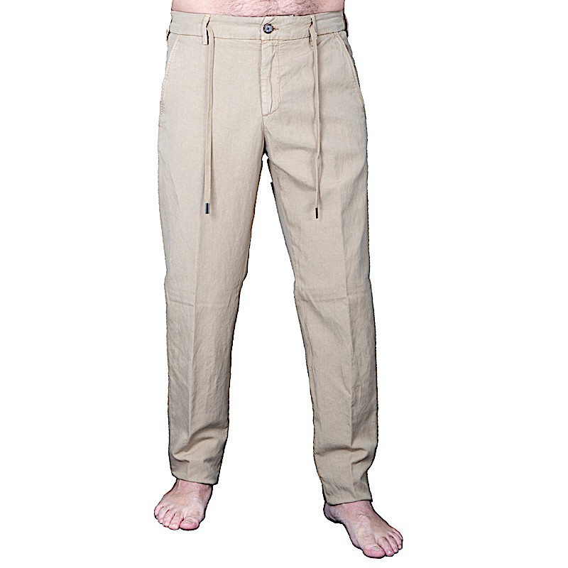 MYTHS pantaloni lino con laccio art. 23MW12L 80 col.sabbia