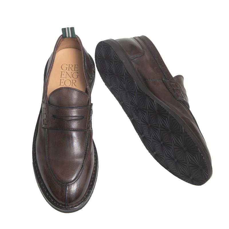 GREEN GEORGE Mocassino ciabatta f.do gomma marrone ART.1013 MAREMMA 432 WASH