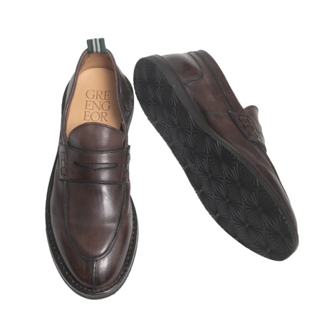 GREEN GEORGE Mocassino ciabatta f.do gomma marrone ART.1013 MAREMMA 432 WASH
