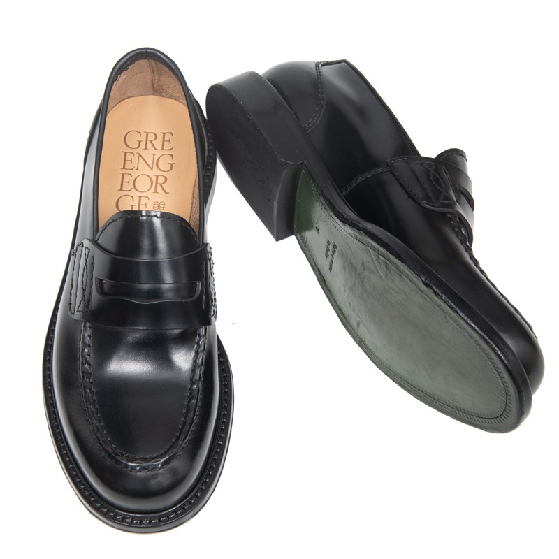 GREEN GEORGE Mocassino f.do  cuoio nero ART.7054  POLISHED NERO WASH