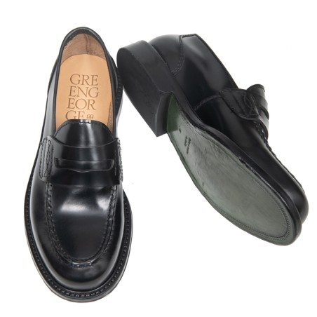 GREEN GEORGE Mocassino f.do  cuoio nero ART.7054  POLISHED NERO WASH