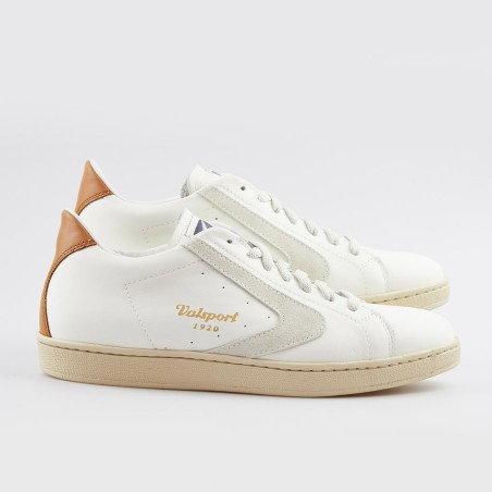 VALSPORT TOURNAMENT MIX LEATHER SUEDE BIANCO PANNA COGNAC