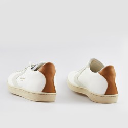 VALSPORT TOURNAMENT MIX LEATHER SUEDE BIANCO PANNA COGNAC
